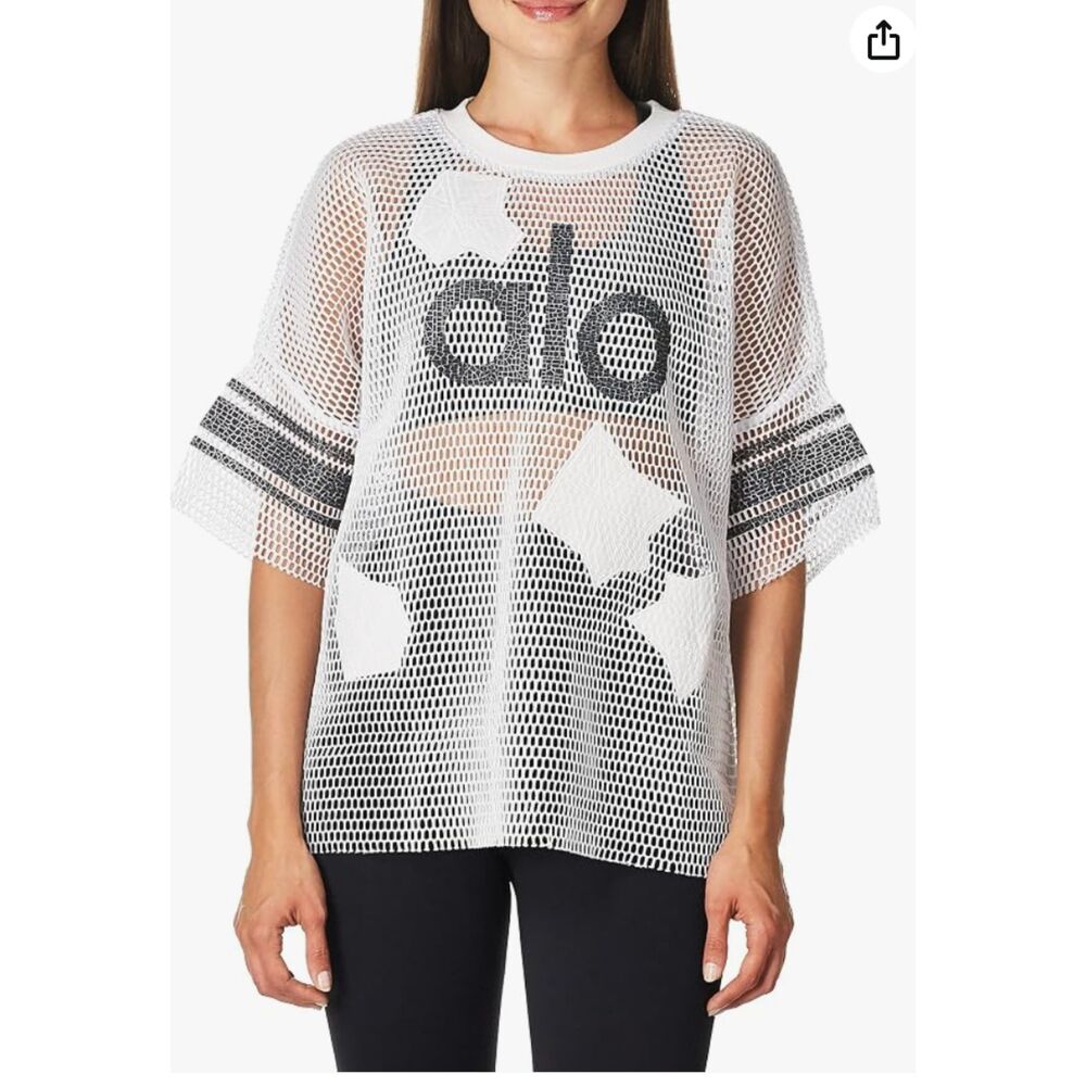 Alo Yoga womens Jersey Mesh Short Sleeve Top